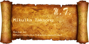 Mikulka Taksony névjegykártya